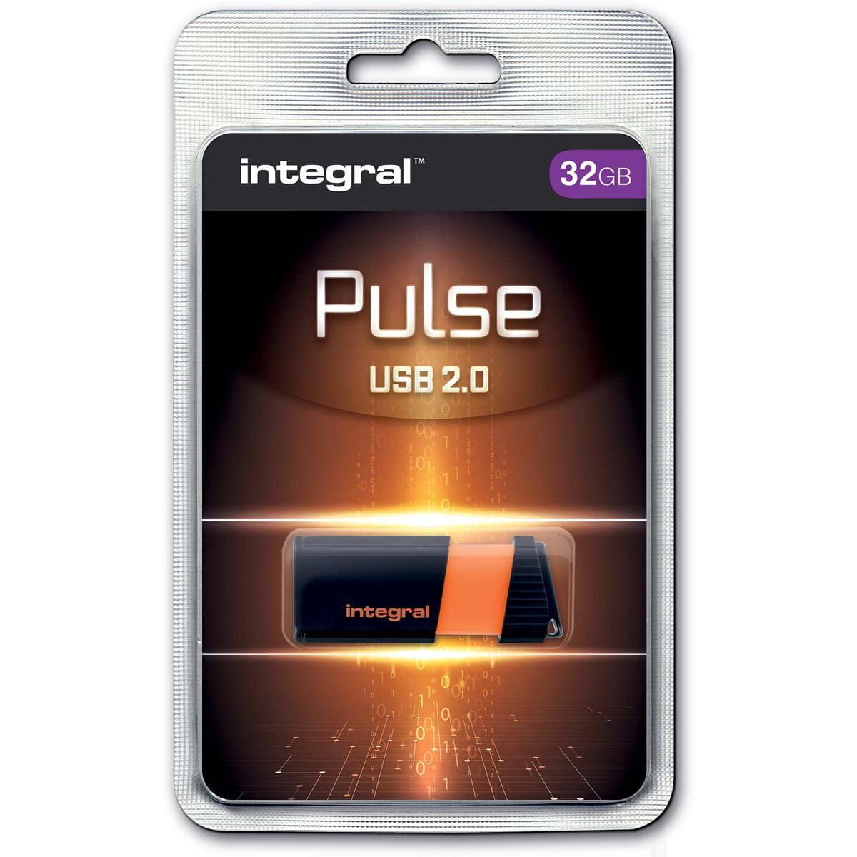 Integral - Pulse USB 2.0 stick, 32 GB, zwart/oranje
