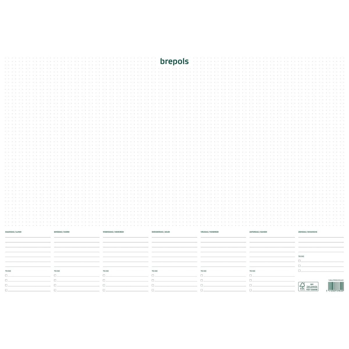 Brepols - schrijfonderlegger met weekkalender, ongedateerd