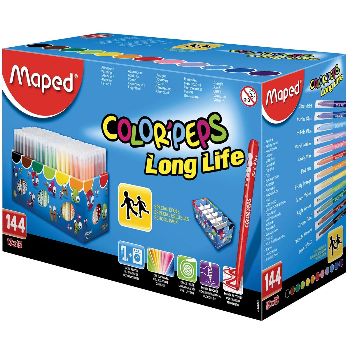 Maped - Filzstift Color'Peps 144 Marker im Karton (Klassenpaket)