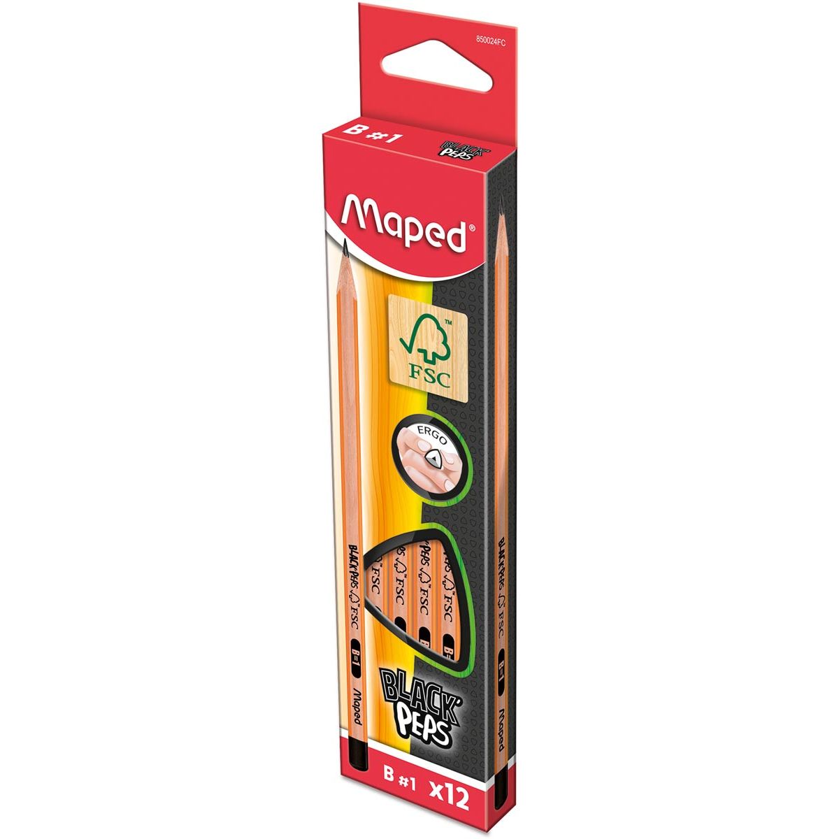 Maped - Bleistift Black'Peps B, ohne Radiergummi