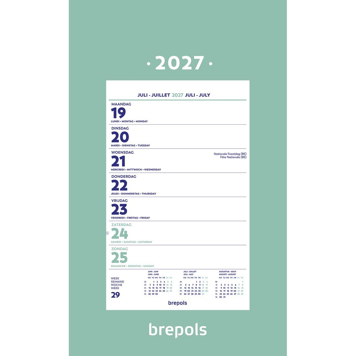 Brepols - wand-week kalender op schild, 2027