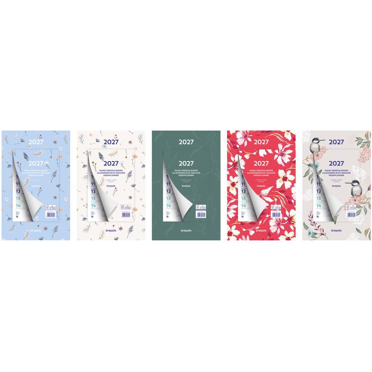 Brepols - Weekly calendar 2026 190x130 7 days/1 page assorted