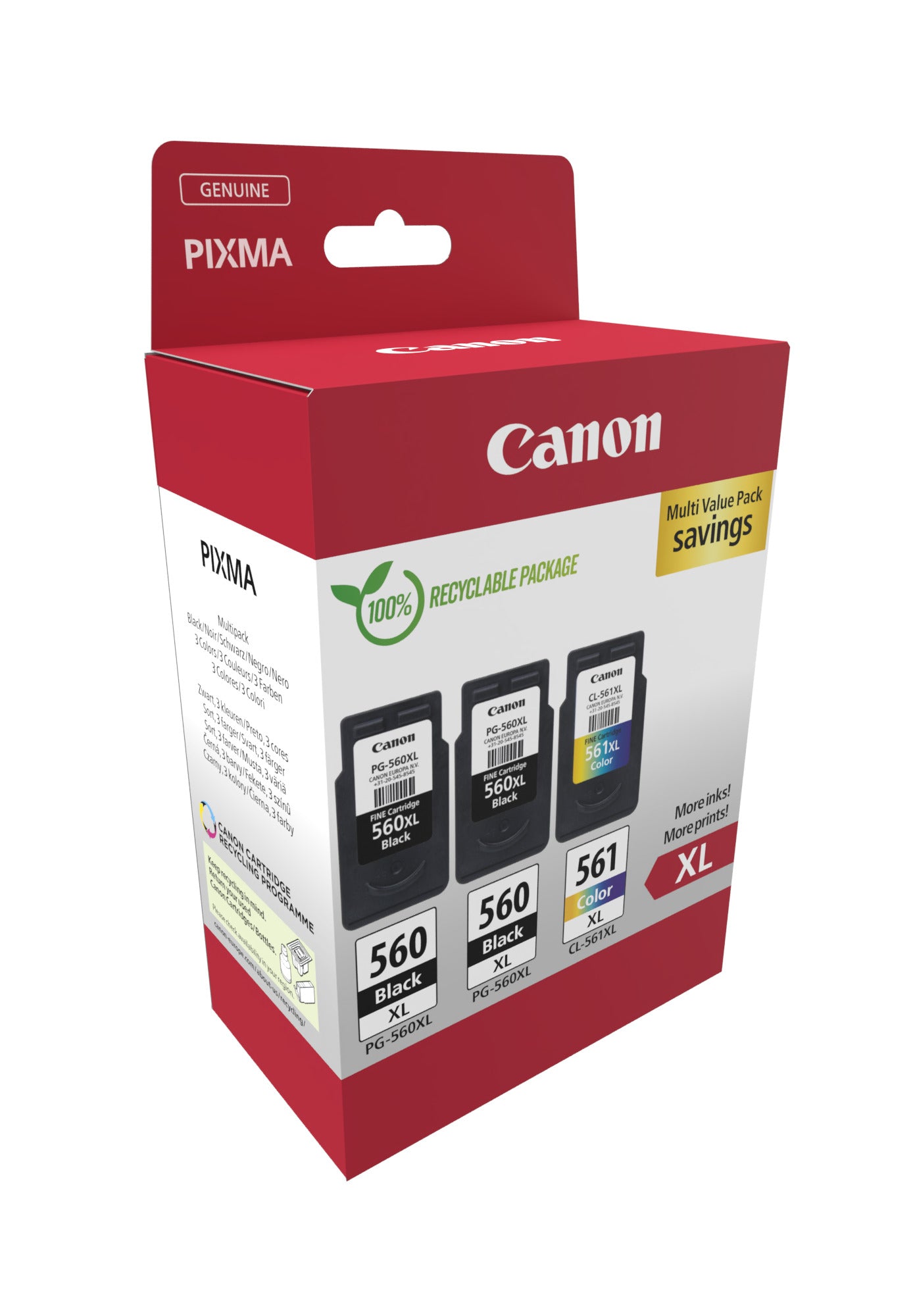 Canon - 3712C009 inktcartridge 3 stuk(s) Origineel Hoog (XL) rendement Zwart, Cyaan, Magenta, Geel