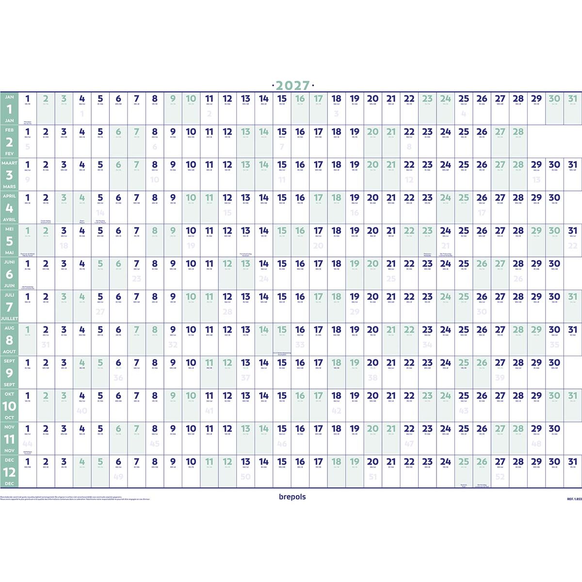 Brepols - jaarplanner 2027, ft 59 x 82 cm