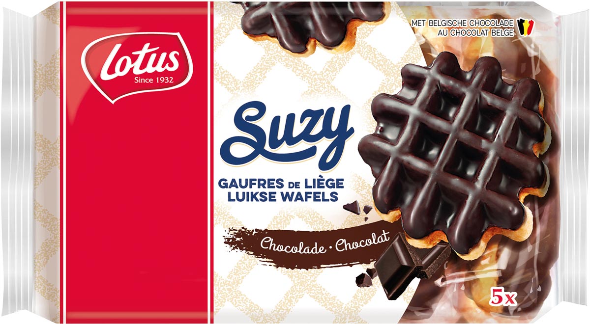 Lotus - Suzy luikse wafel met chocolade, 57,6 g, pak van 5 stuks