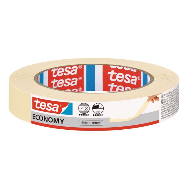 Tesa - Afplake ® Economy 50mx19mm geel