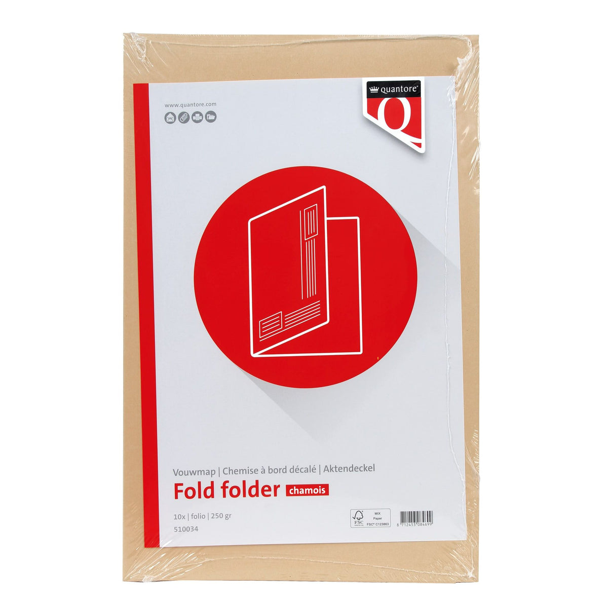 Quantore - Vouwmap Folio ongelijke zijde 320gr beige