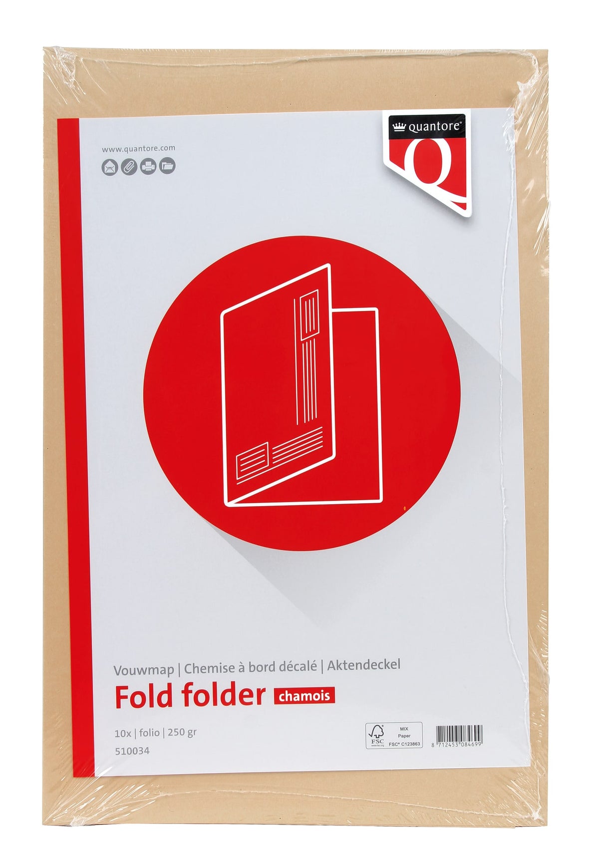 Quantore - Vouwmap fo ongelijke zijde 320gr beige | 10 stuks