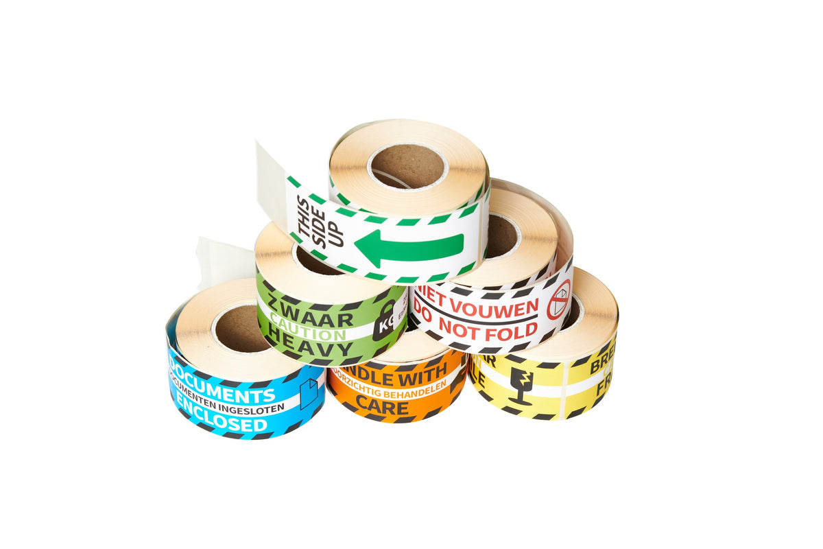 Rillprint - Etiket this side up wit groen