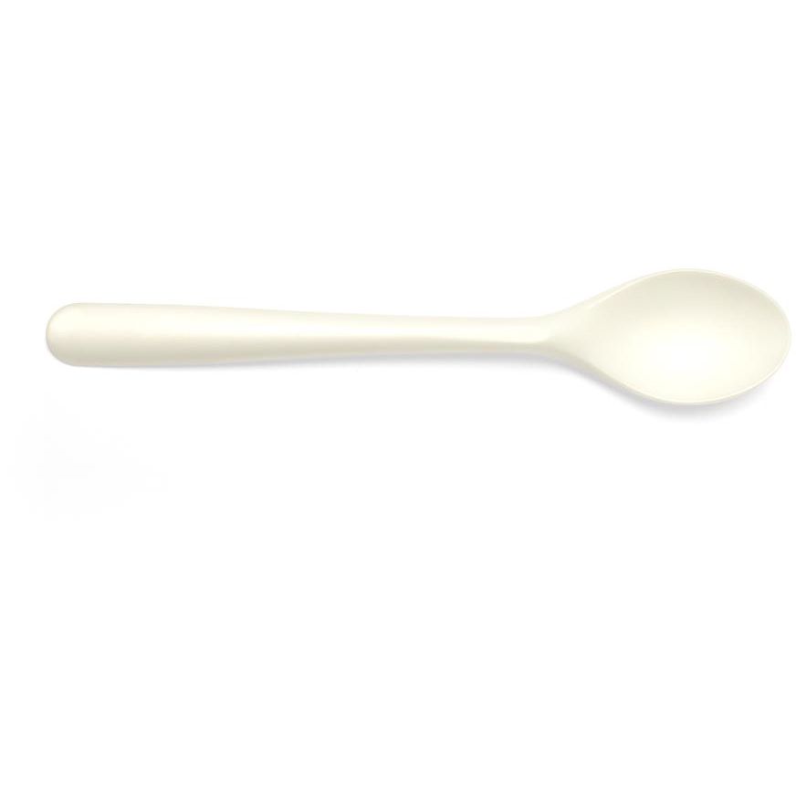 Conpax - Cuchara de postre Folia, reutilizable, de CPLA, 14,5 cm, blanca, paquete de 50 unidades