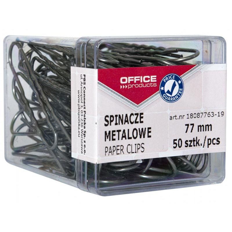 OFFICE products - papierklemmen, 77 mm, metaal, doos van 50 stuks