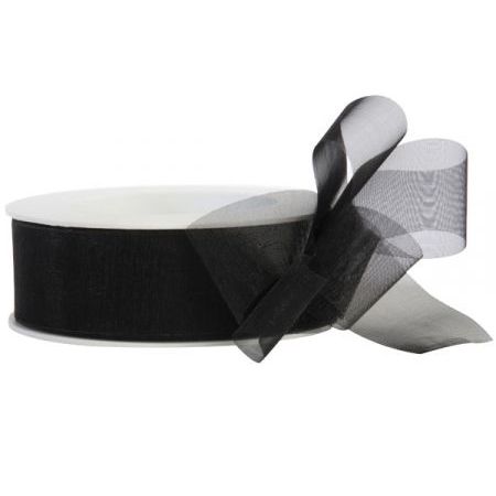 Ruban Organza 25mm x 25 mètres noir