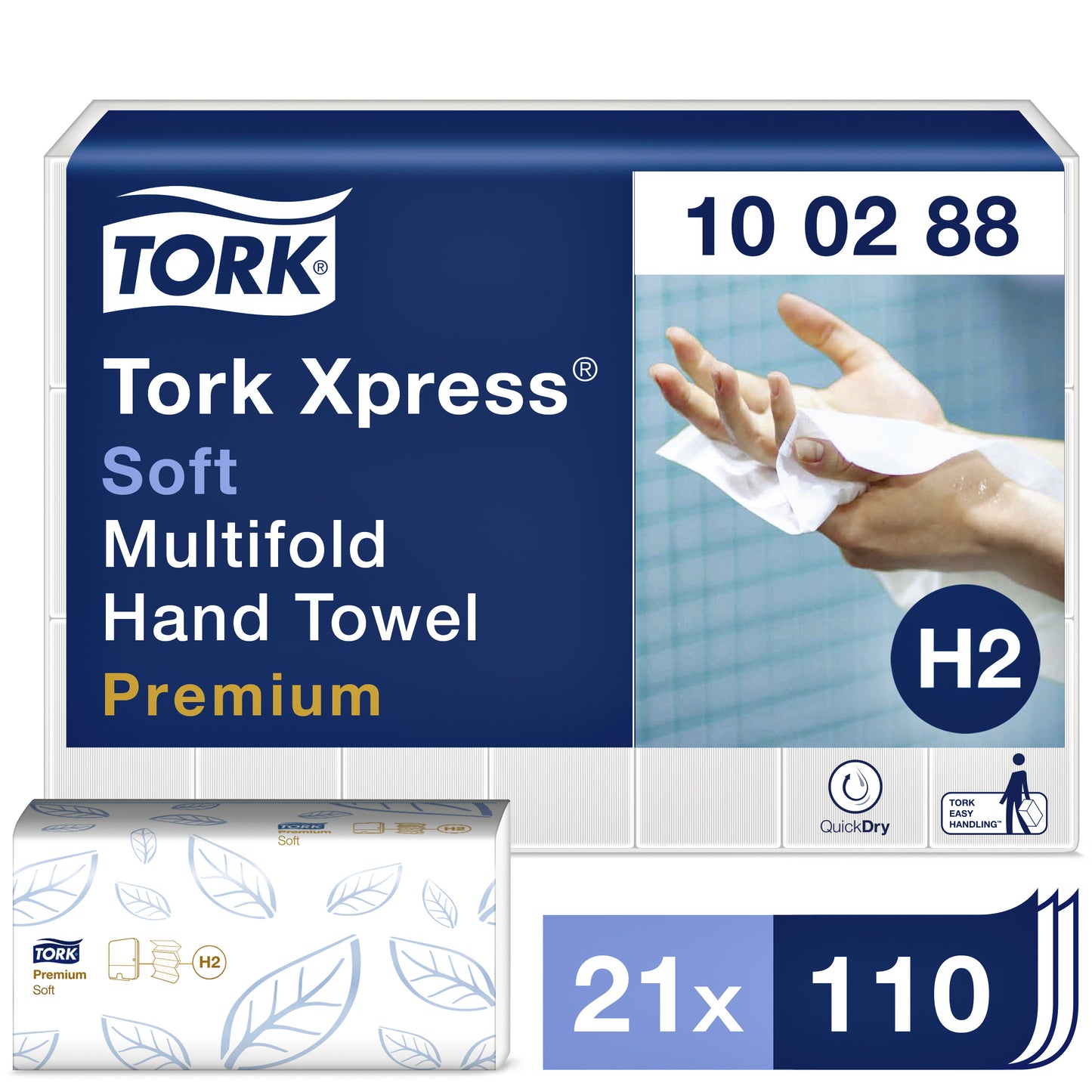 Tork - Handdoek H2 Xpress multifold 2-laags 212x340mm 21x110 vel wit 100288