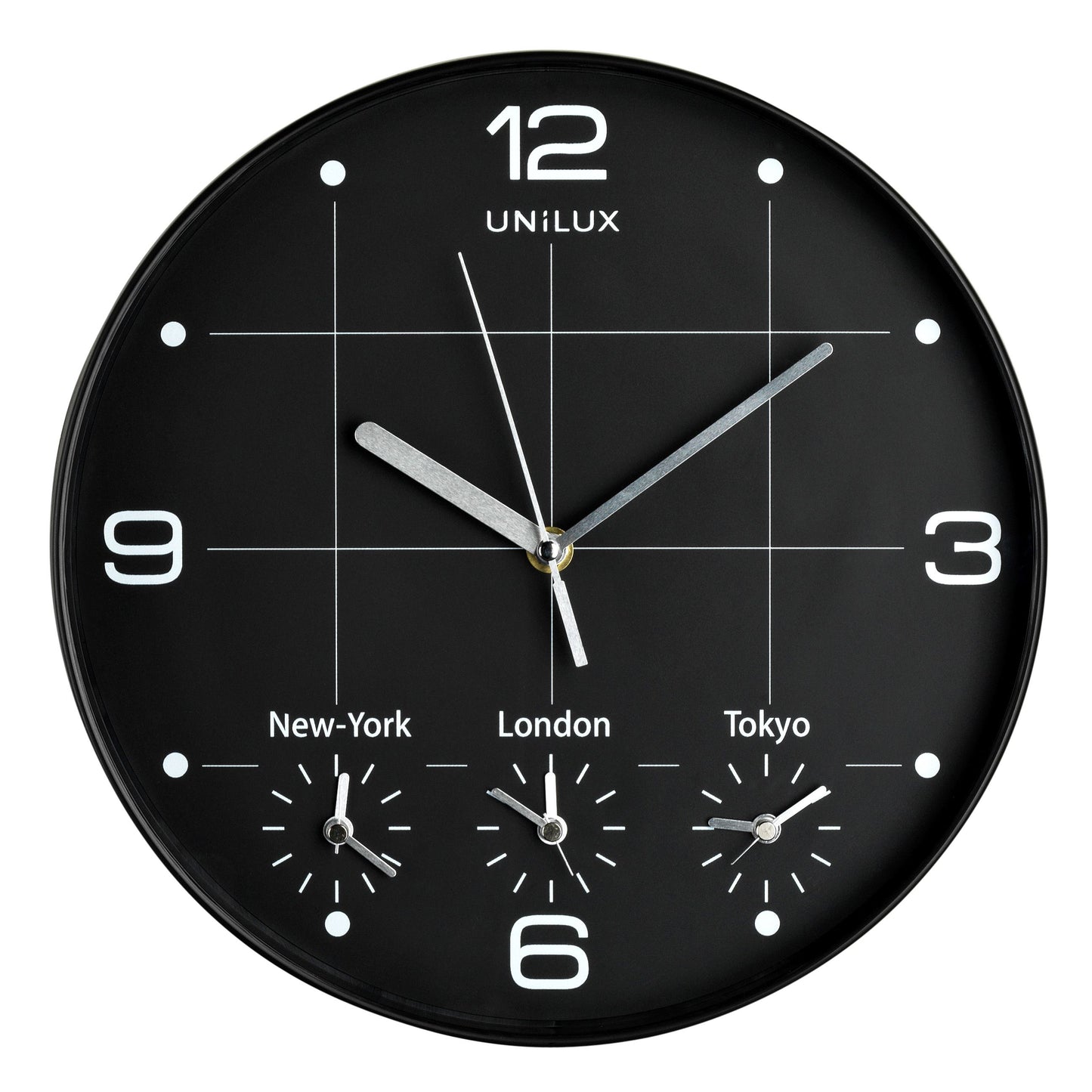 Unilux - Wandklok on time dia 30.5cm zwart/wit