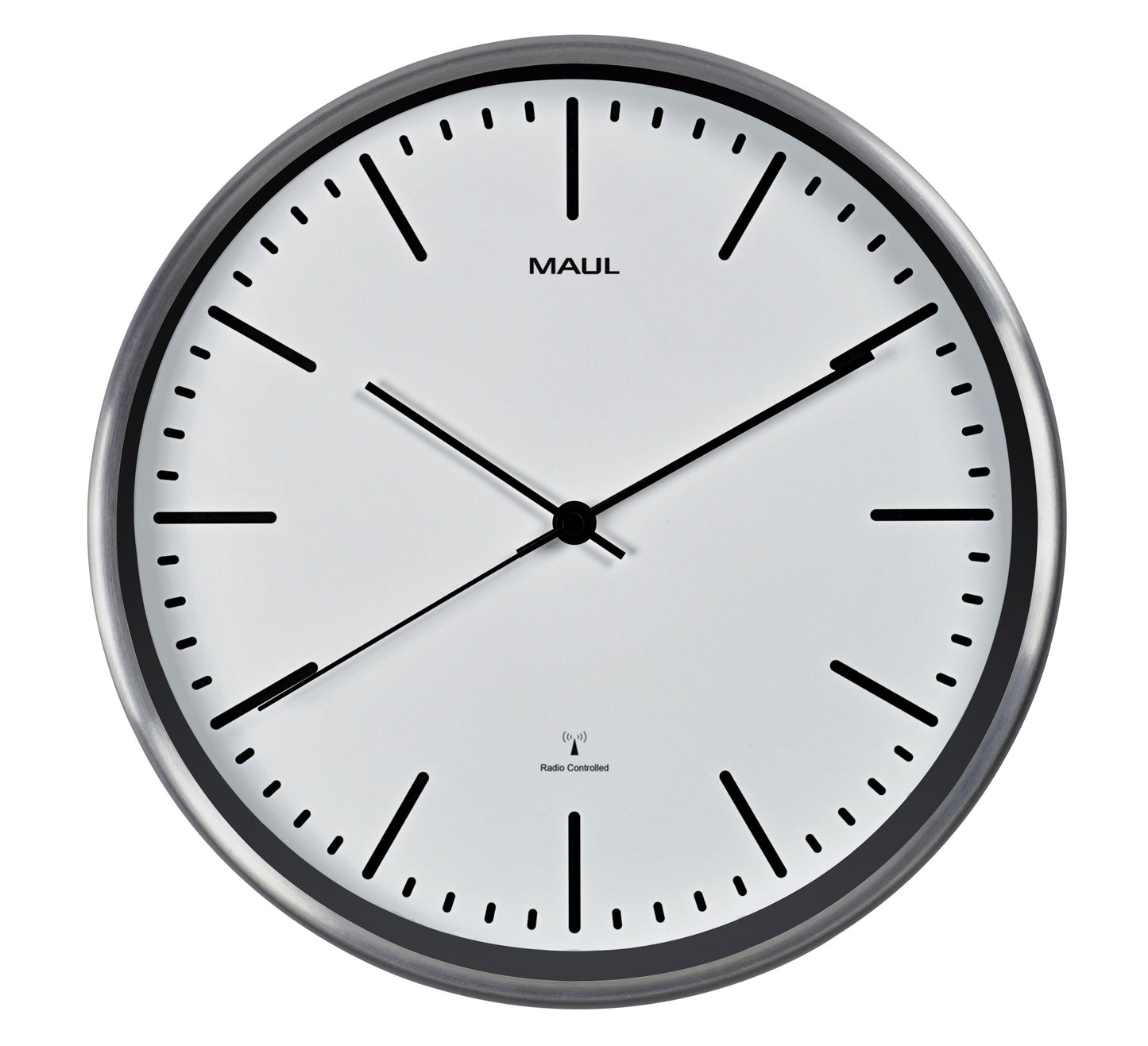 MAUL - Wall clock Fly RC Ø305x45mm aluminum frame white incl. battery