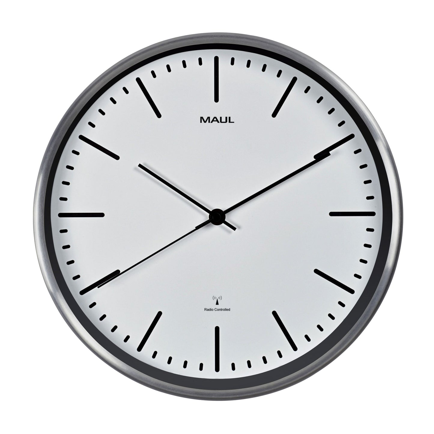 MAUL - Wandklok Fly RC Ø305x45mm aluminium frame wit incl. batterij