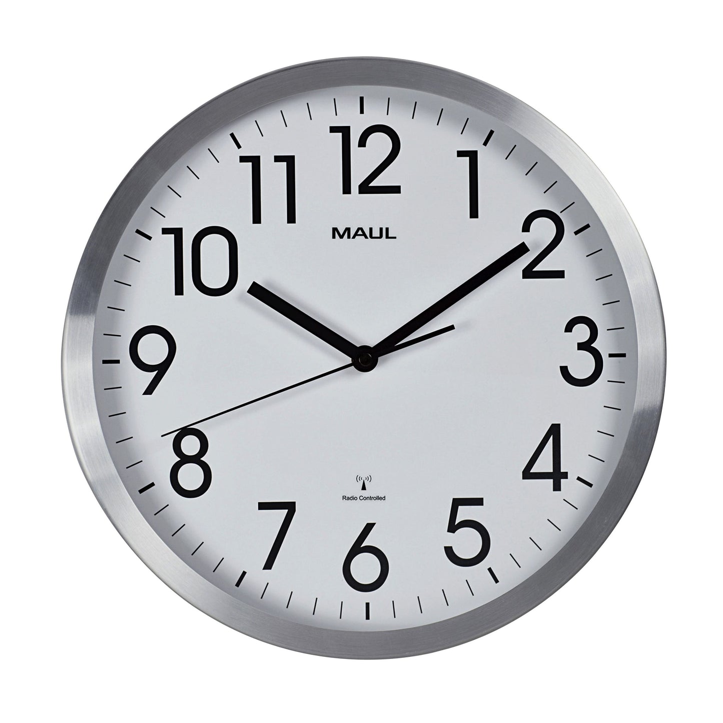 Maul - Wall clock Move RC Ø305x45mm aluminum frame white incl. battery