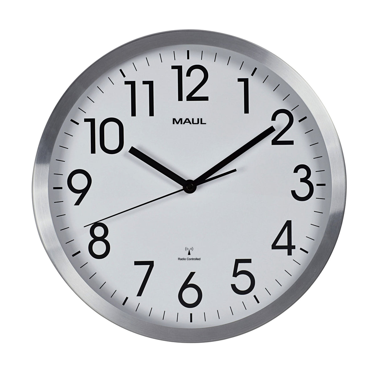 Maul - Wall clock Move RC Ø305x45mm aluminum frame white incl. battery