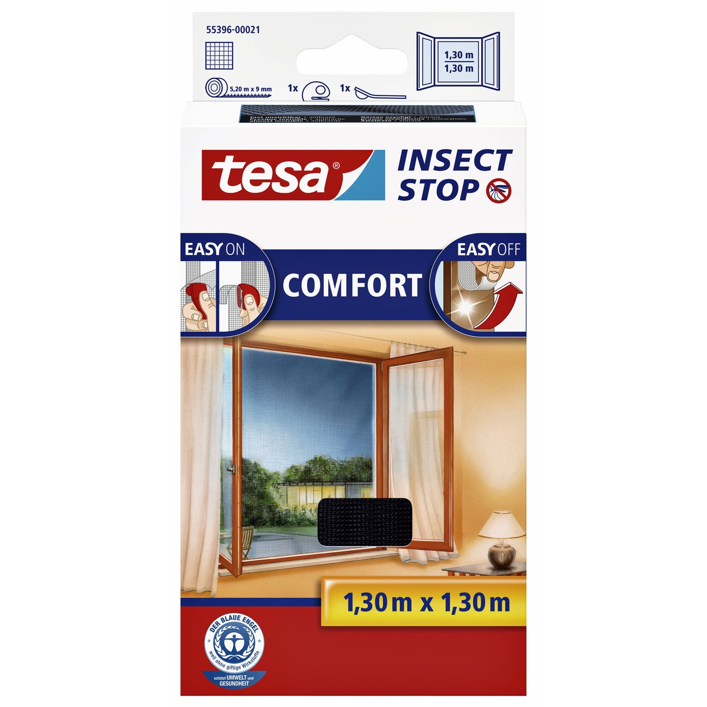 Tesa - Zanzariera ® Finestra Insect Stop COMFORT 1,3x1,3m nera