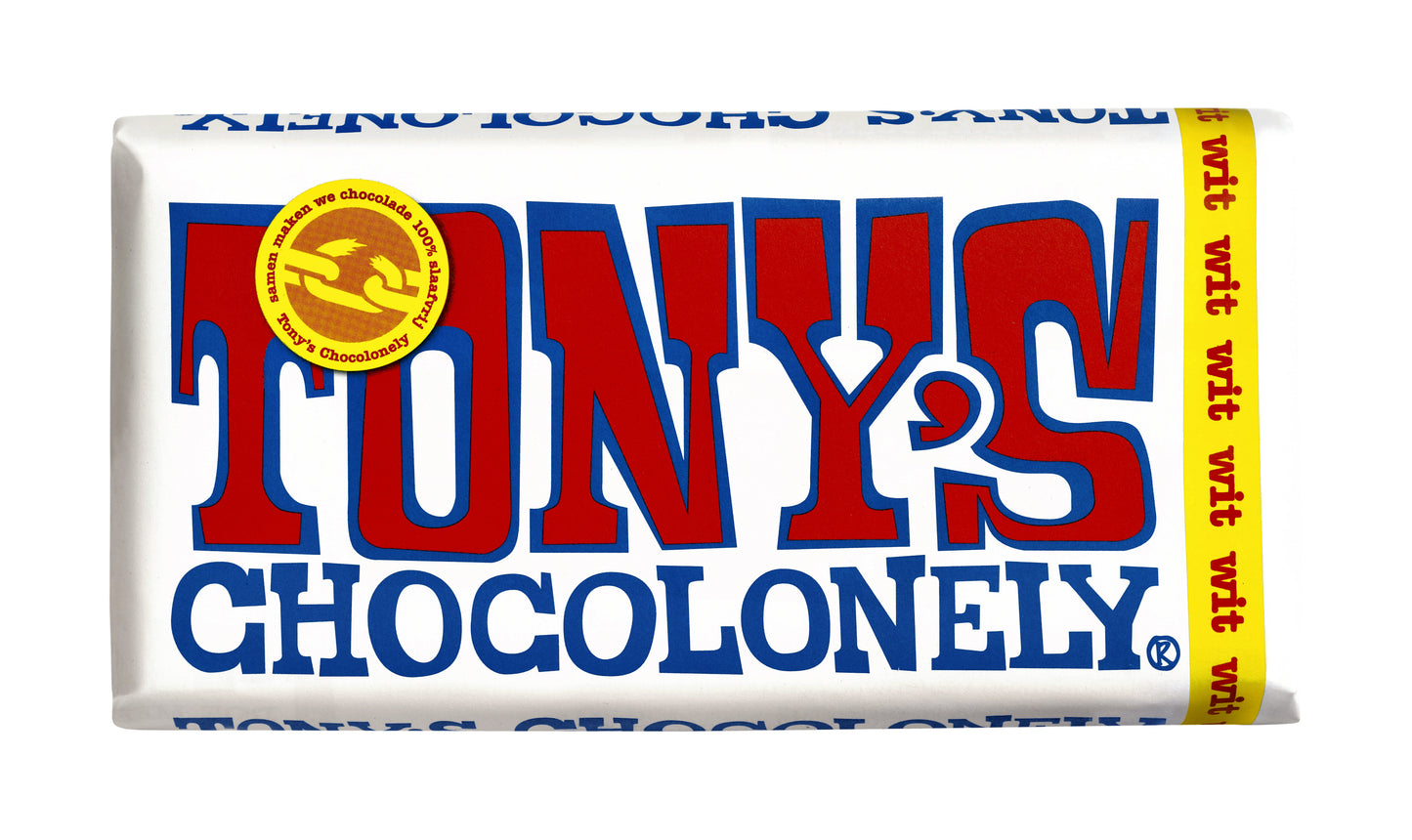 Tony's Chocolonely - Chocolade tony chocolonely wit reep 180gr | 15 stuks