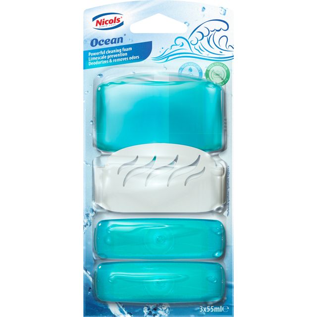 Quantore - Bloc WC Air plus océan 55ml avec support 3 pièces