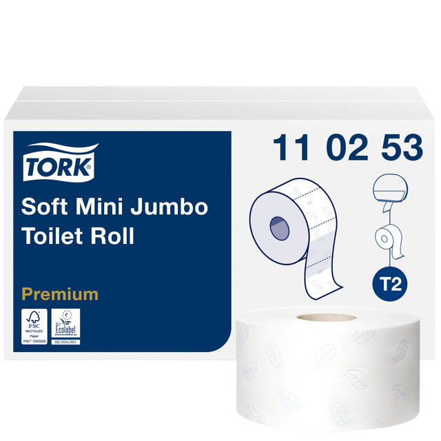 Tork - Toilettenpapier T2 Jumbo klein 2-lagig 170m weiß 110253