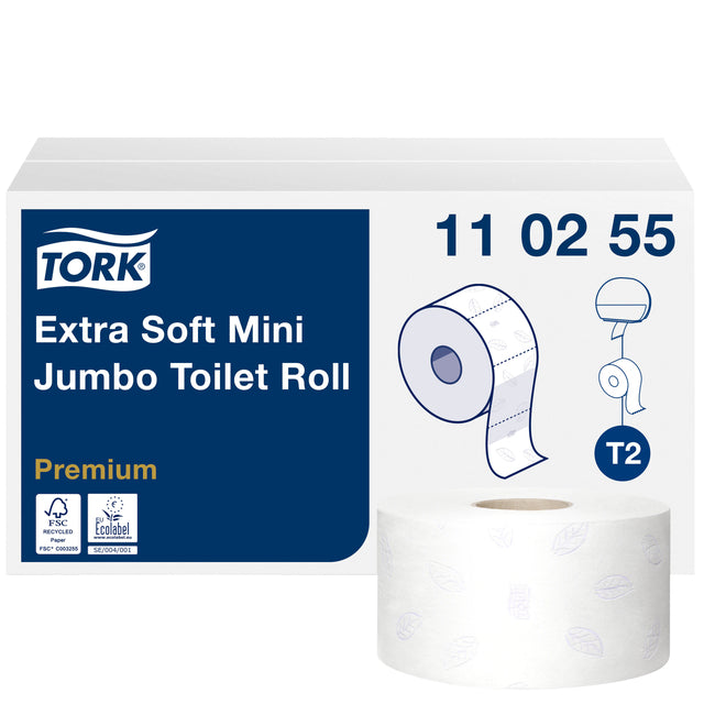 Tork - Toiletpapier T2 jumbo klein 3-laags 120m wit 110255