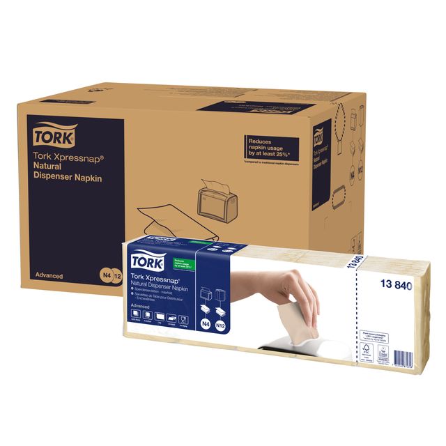 Tork - Tovagliolo N4 Xpressnap Advanced 1/4 piega 1 strato 213x330mm 1125 fogli naturale 13840