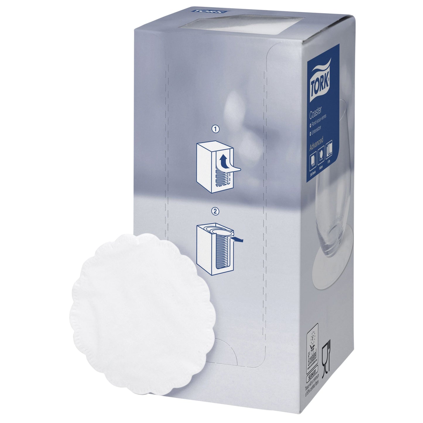 Tork - Onderzetter Advanced 8-laags 90mm 250 vel wit 474474