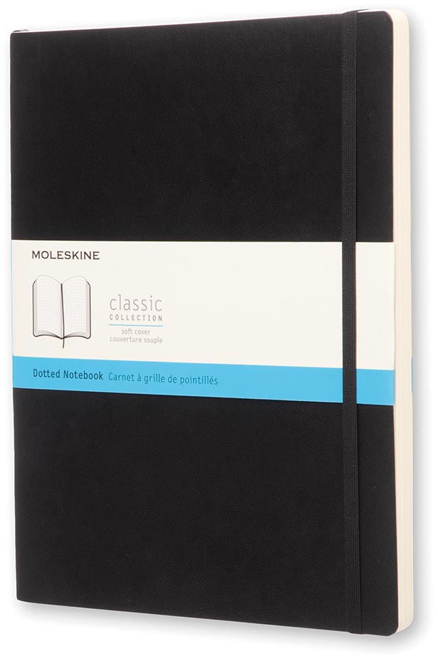 Moleskine - notitieboek, ft 19 x 25 cm, puntraster, soepele cover, 192 blad, zwart