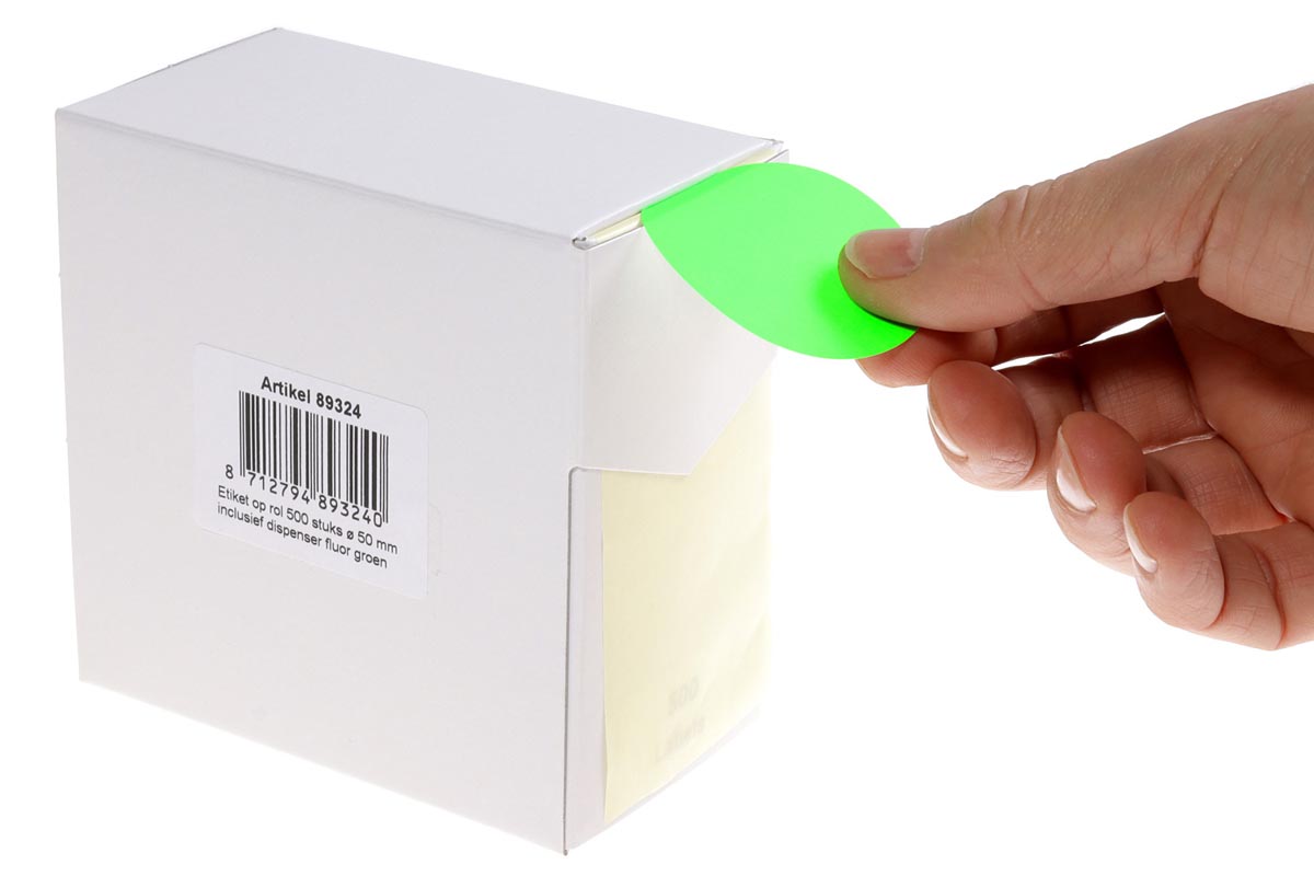 Rillprint - Etichette rotonde, diametro 50 mm, rotolo da 500 pezzi, verde fluo