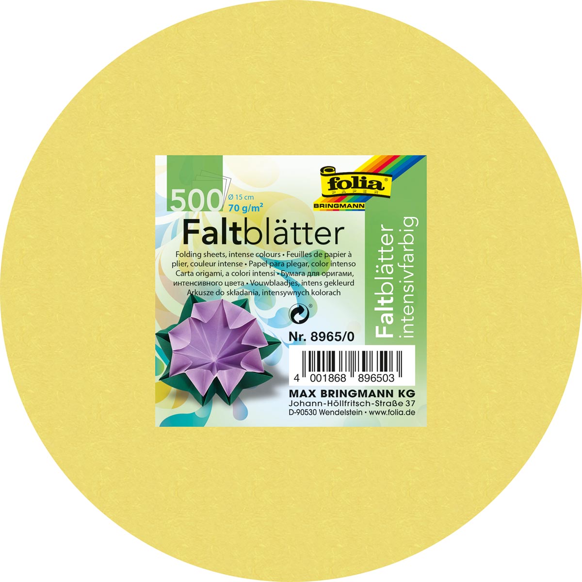 Folia - hojas plegables diámetro 15 cm, paquete de 500 hojas