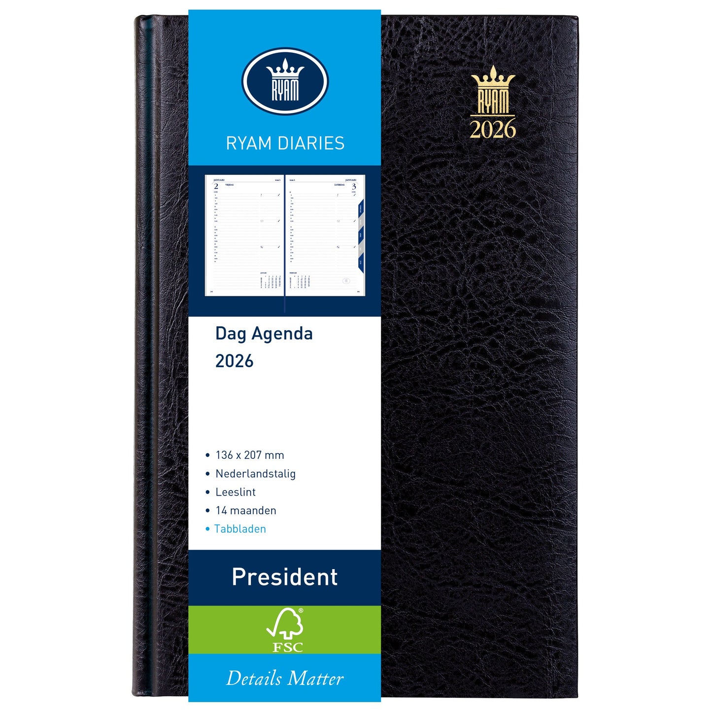 Ryam - Agenda 2026 President Mundior 1dag/1pagina zwart