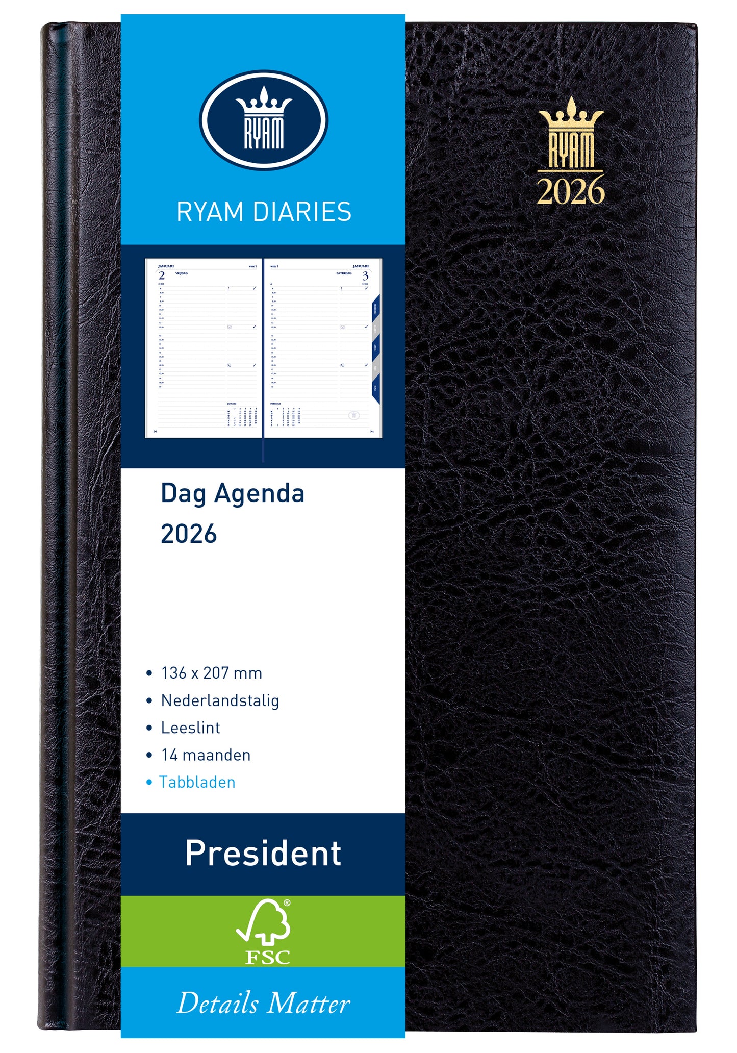 Ryam – Agenda 2026 Präsident Mundior 1 Tag/1 Seite schwarz