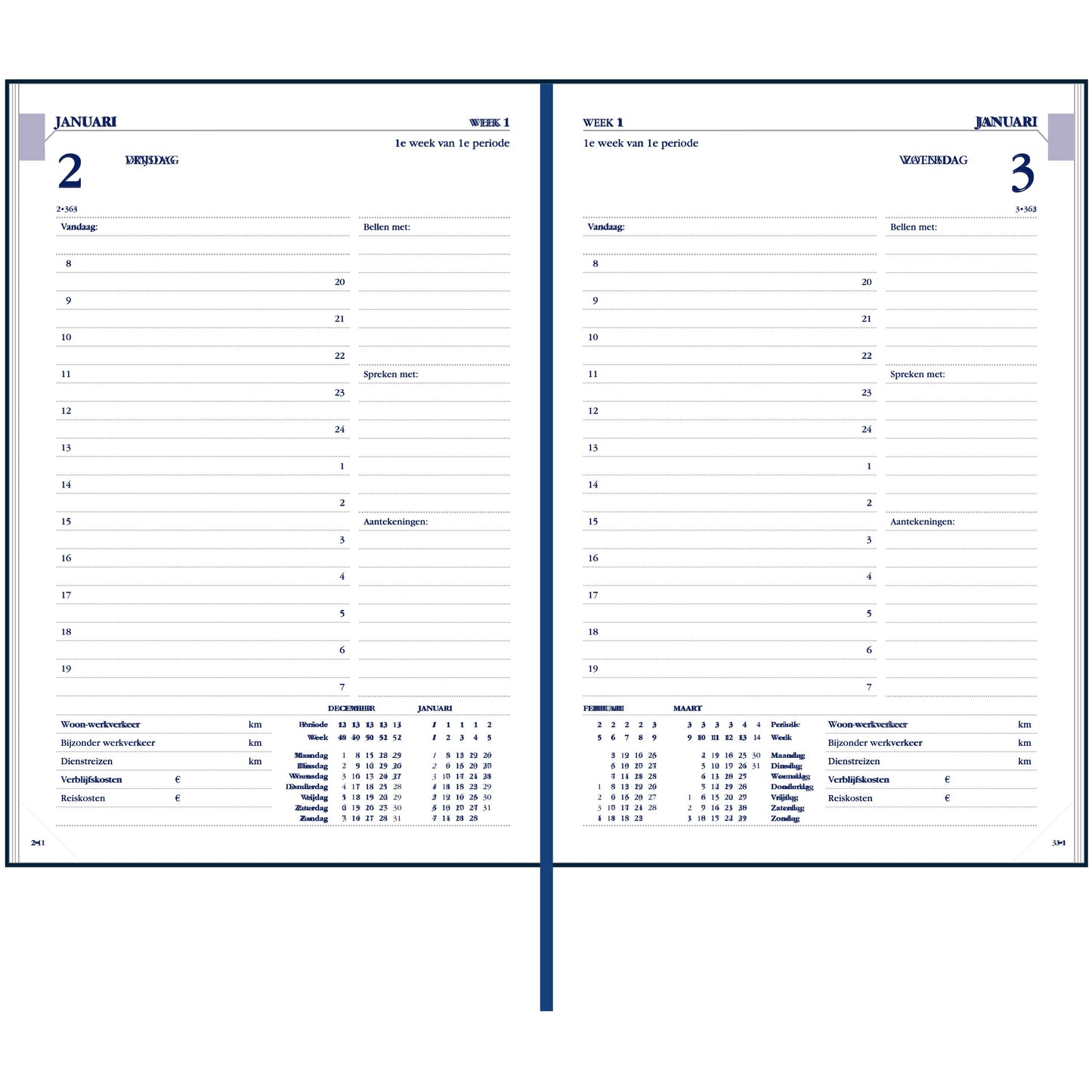 Ryam - Agenda 2026 Twenty-four Mundior 1dag/1pagina blauw