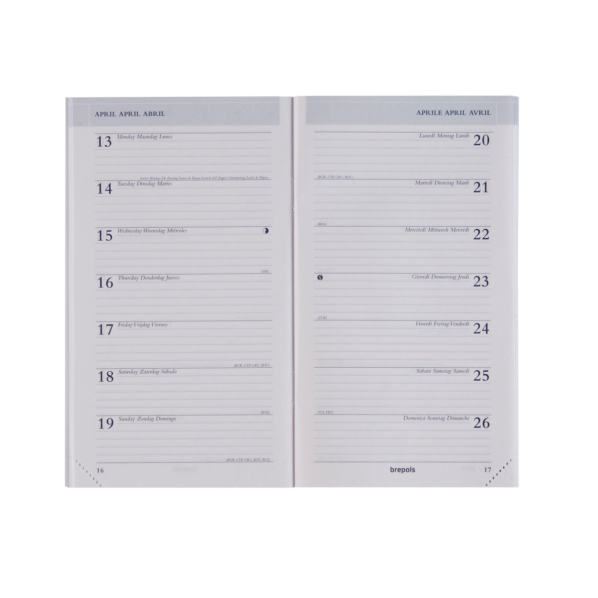Brepols - Agenda filling 2026 Breplan 7 days/1 page