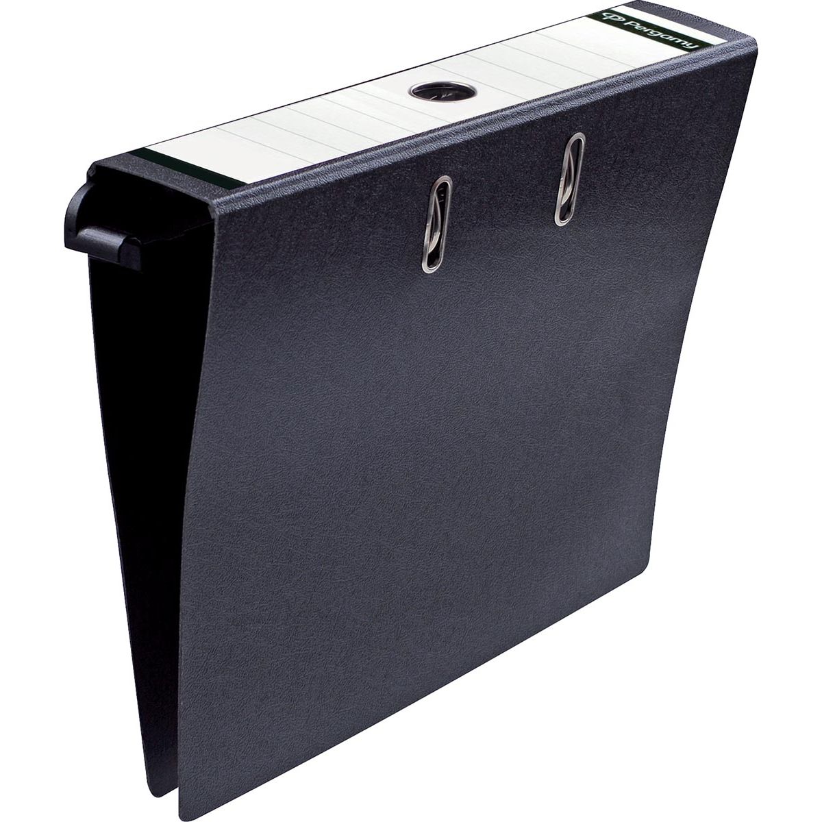Pergamy - hanging file folder, ft A4, 2 pockets, cardboard, spine of 8 cm, black