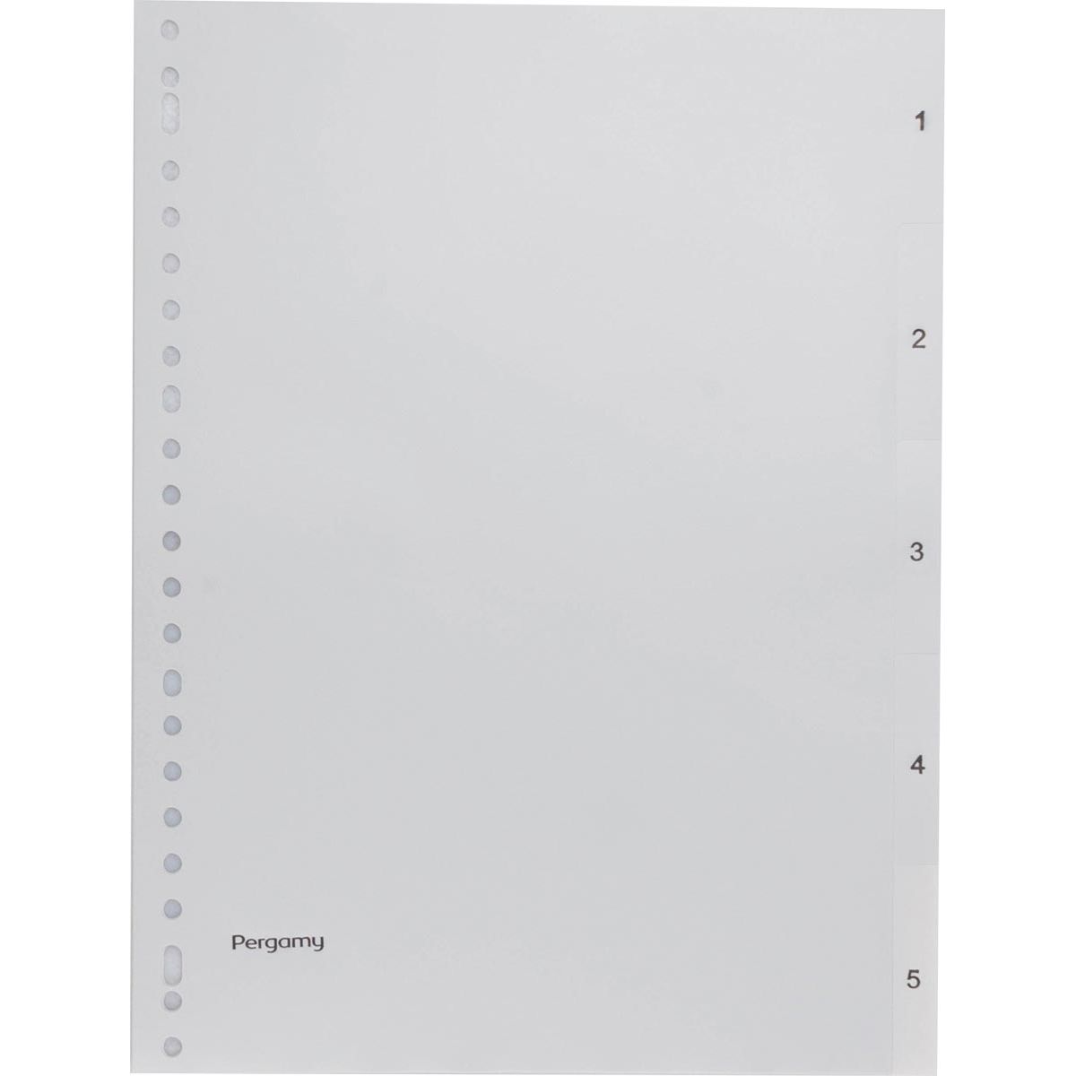 Pergamy - tabbladen, ft A4, 23-gaatsperforatie, grijze PP, set 1-5