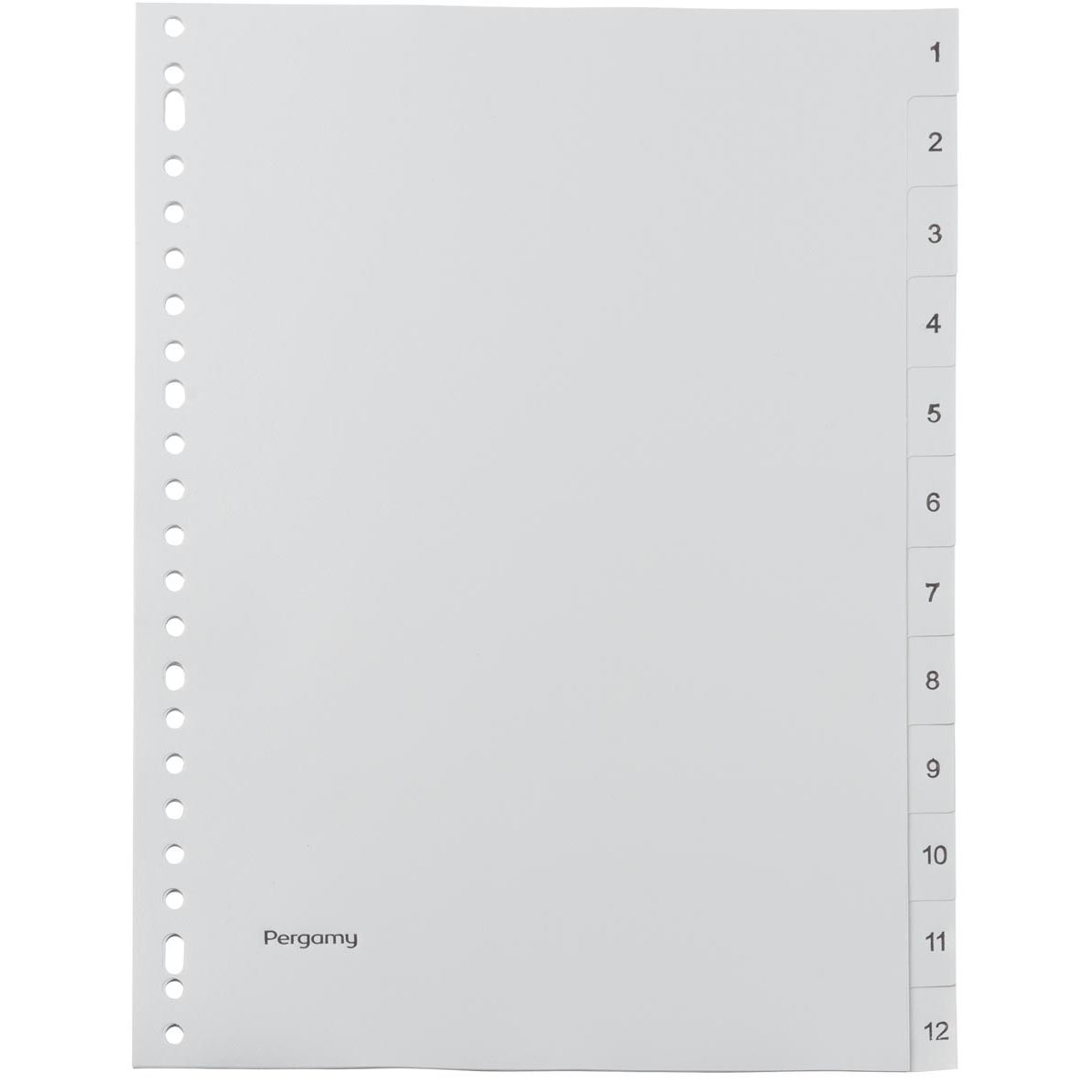 Pergamie – Register, ft A4, 23-Loch-Perforation, graues PP, Set 1-12