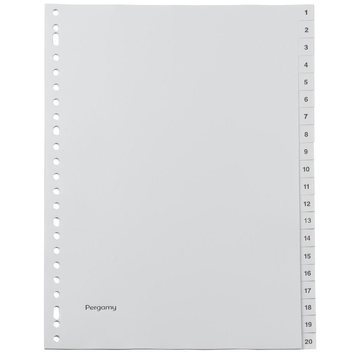Pergamy - onglets, pi A4, perforation 23 trous, PP gris, jeu 1-20