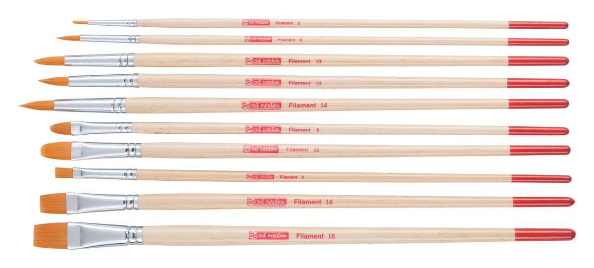 Talens Art Creation - Set de pinceaux Art Creation polyester assorti, set de 10 pinceaux