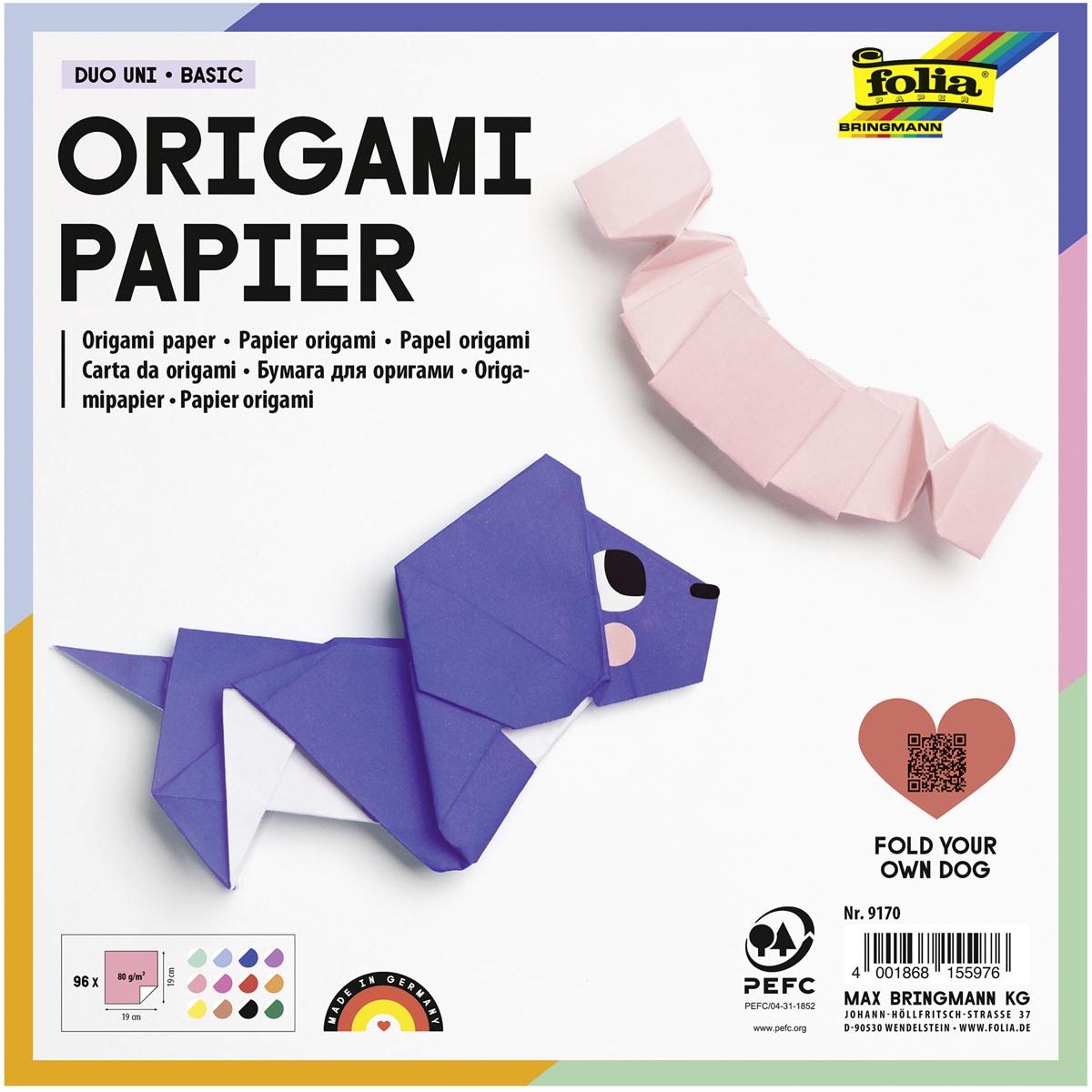 Folia - vouwpapier, ft 19 x 19 cm, pak van 96 vel