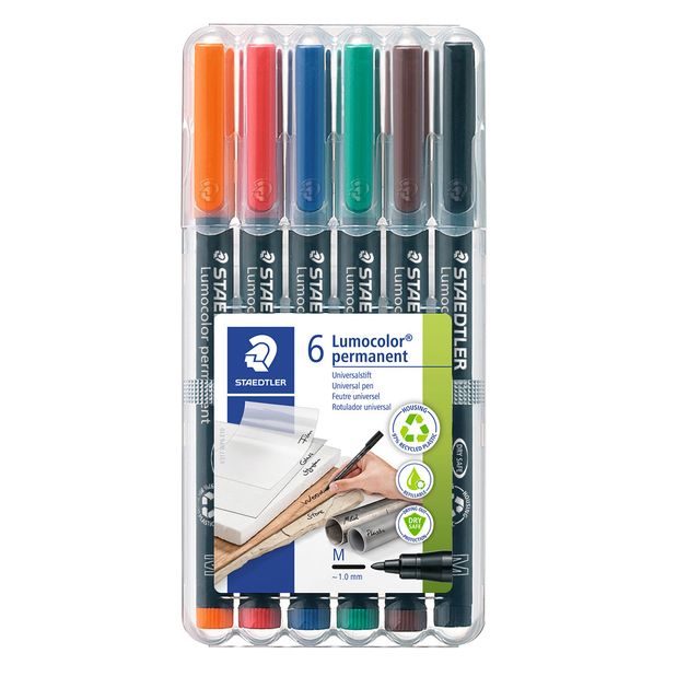 Staedtler - Viltstift Lumocolor 317 permanent M set à 6 stuks