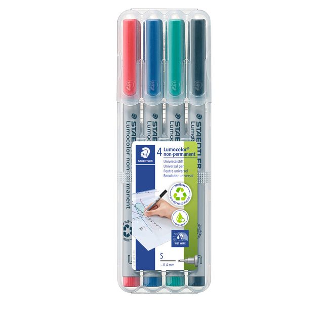 Staedtler - Viltstift Lumocolor 311 non permanent S set à 4 assorti