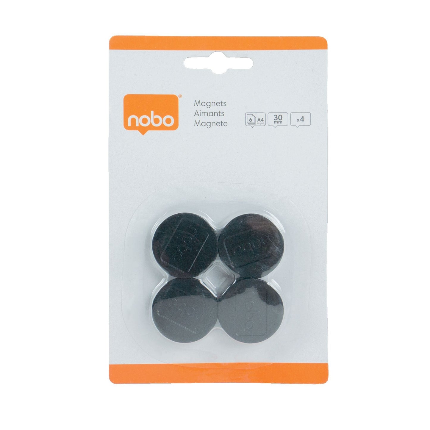 Nobo - Magnet 30mm black 4 pieces