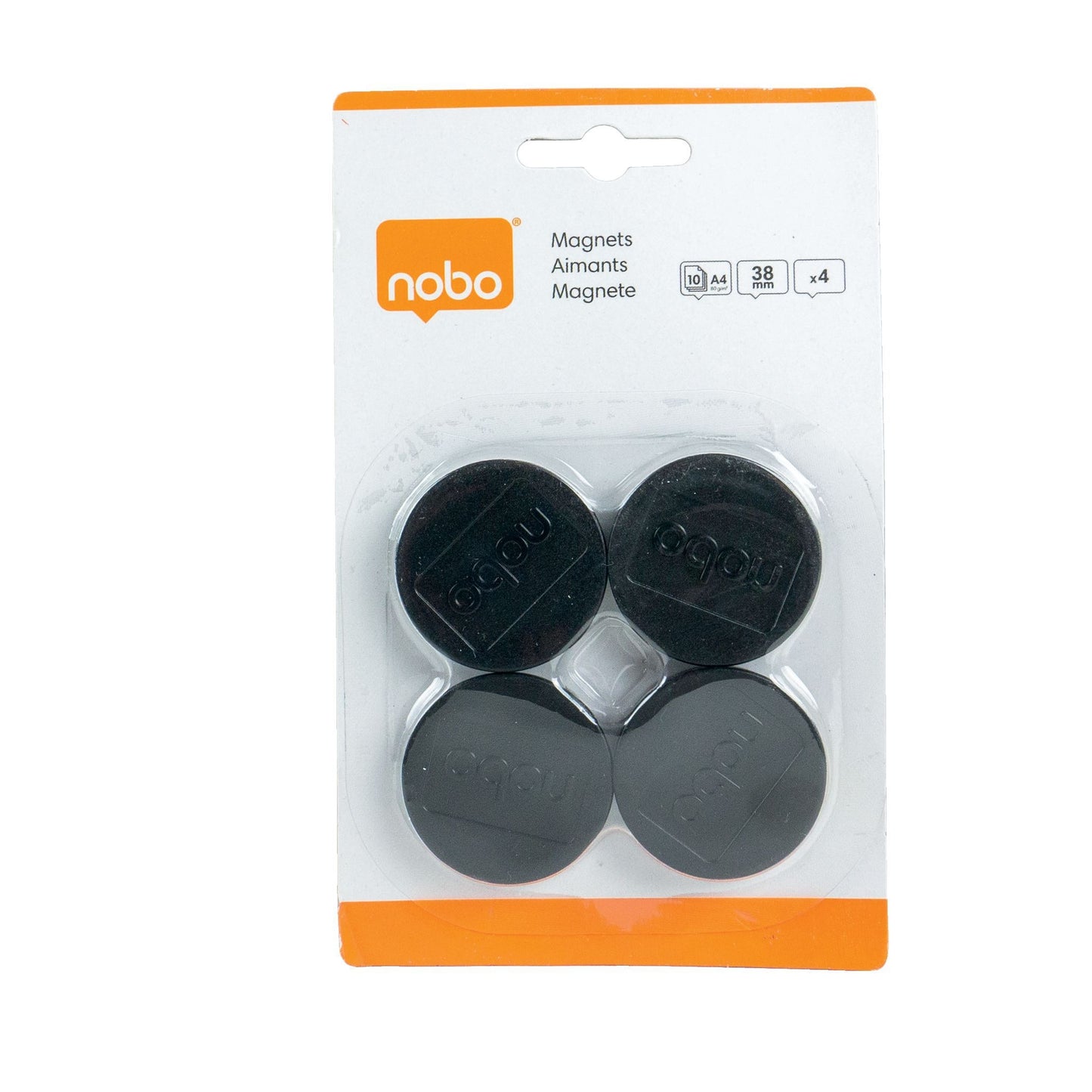 Nobo - Imán 38mm negro 4 piezas