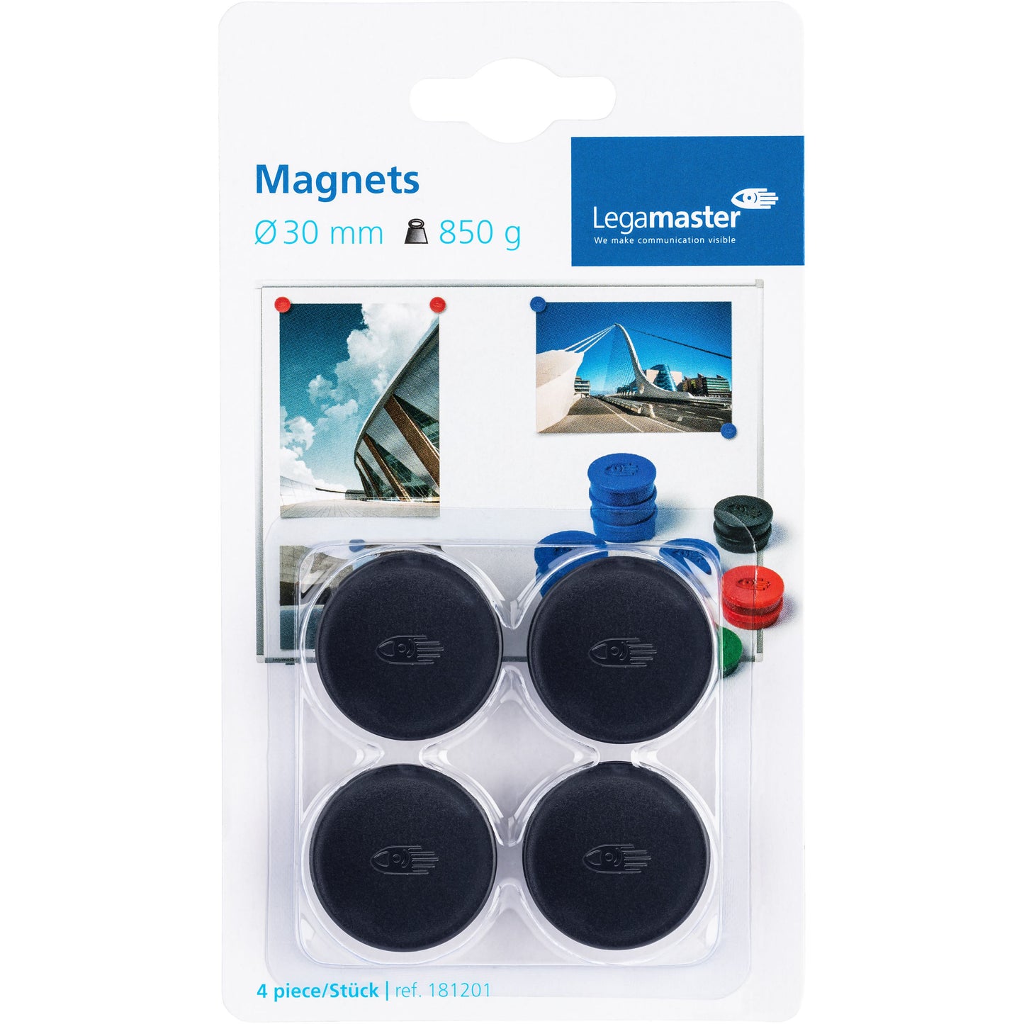 Legamaster - Magnet 30mm 850gr black 4 pieces