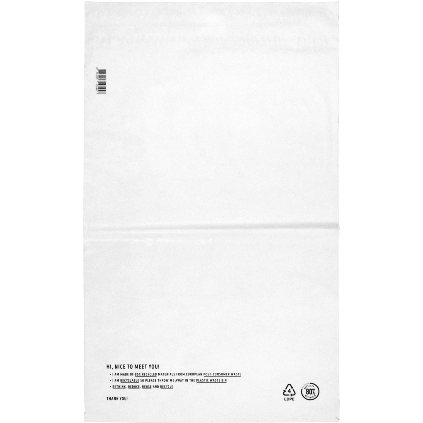 Klika - Sac | Sac d'expédition | PEBD recyclé | 36x54cm | 65my | blanc | 250 pièces
