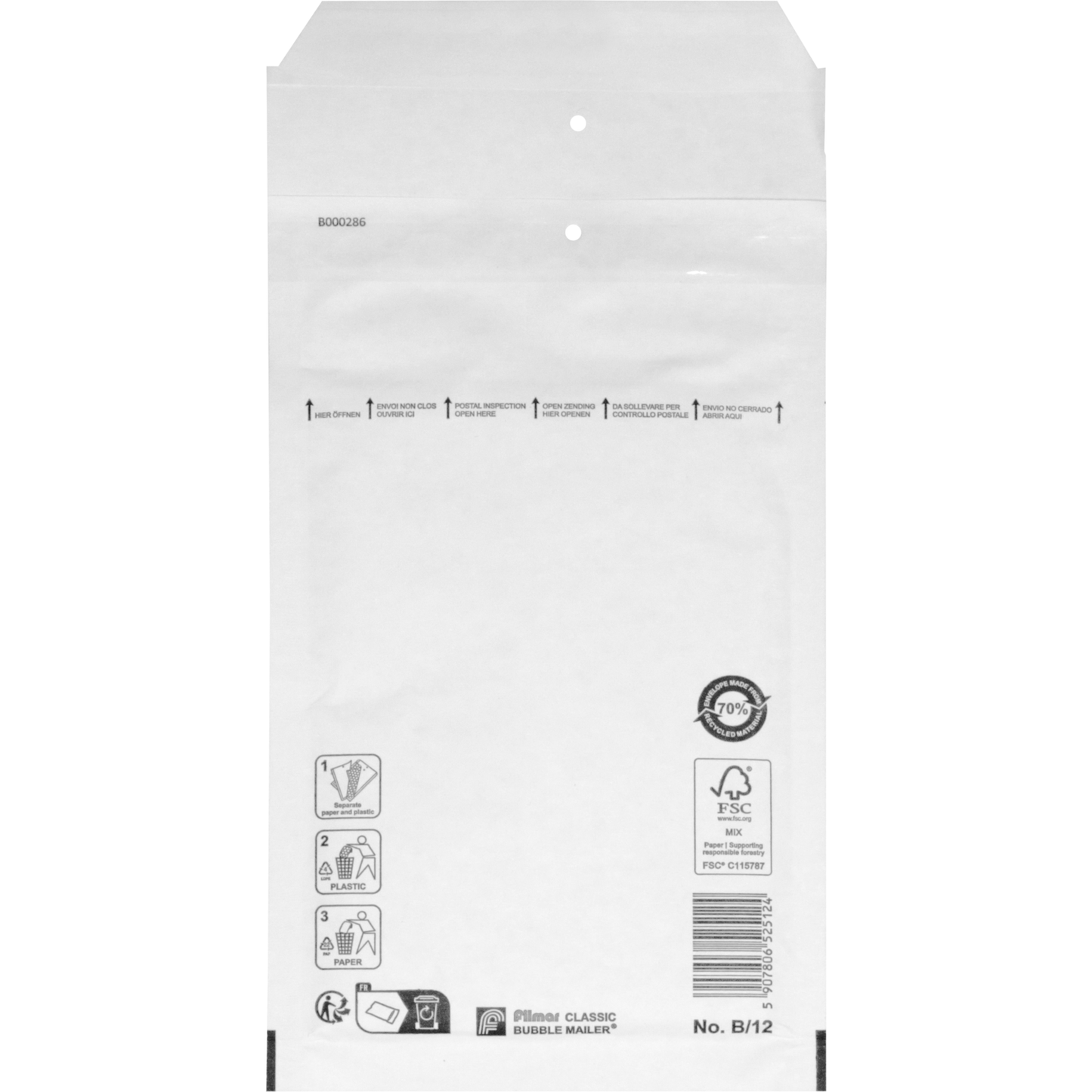 Klika - Busta | busta a bolle d'aria | 220x120mm | B | carta + PE | bianco | 200 pezzi