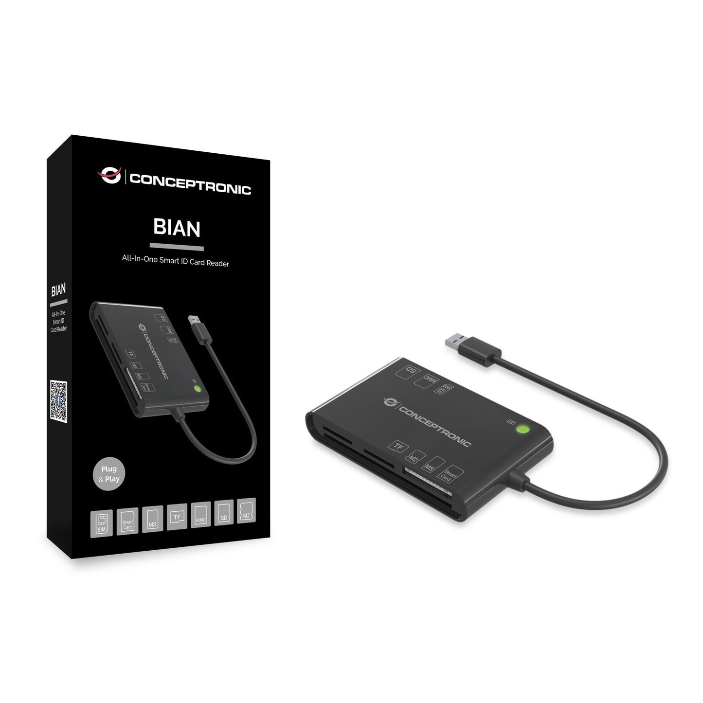 CONCEPTRONIC - BIAN01B smart card reader Binnen USB 3.2 Gen 1 (3.1 Gen 1) Zwart